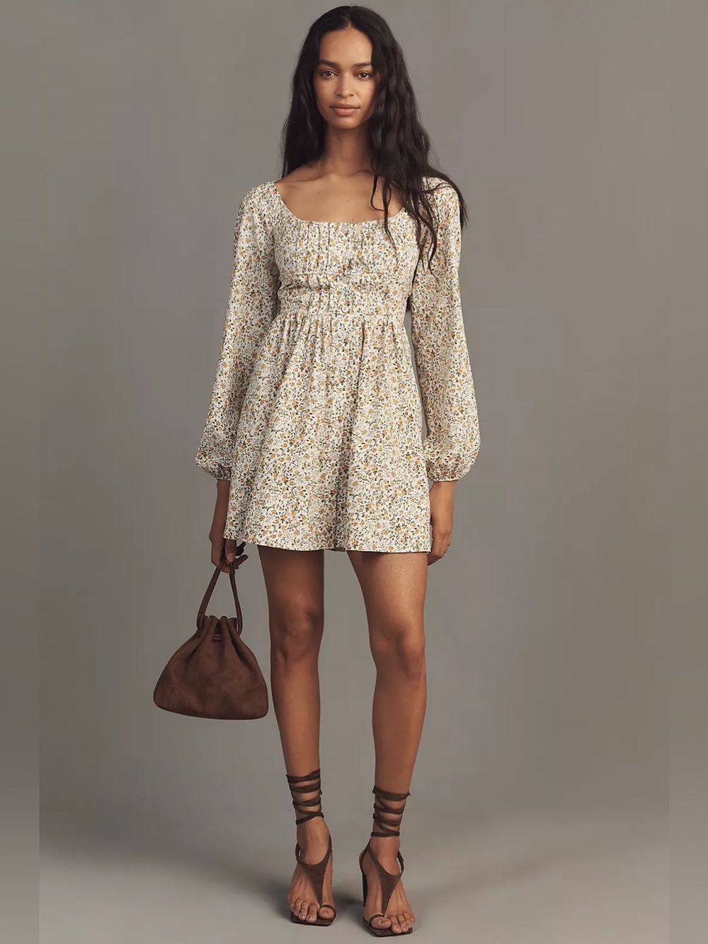 NWT By Anthropologie Size Medium Long-Sleeve Corset A-Line Mini Dress